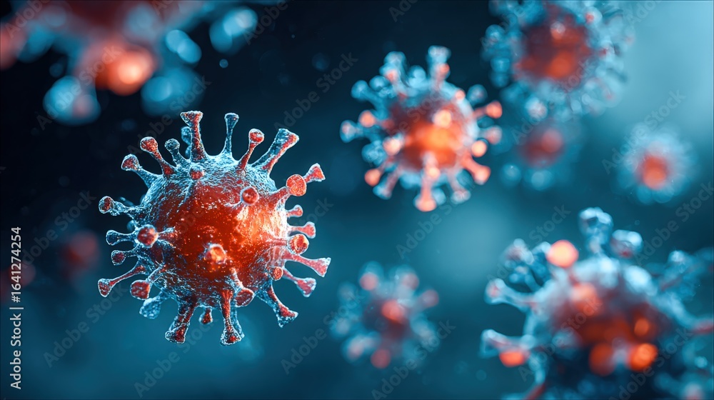 Fototapeta premium Microscopic View of Virus Cells: Scientific Visualization for Medical and Research Purposes