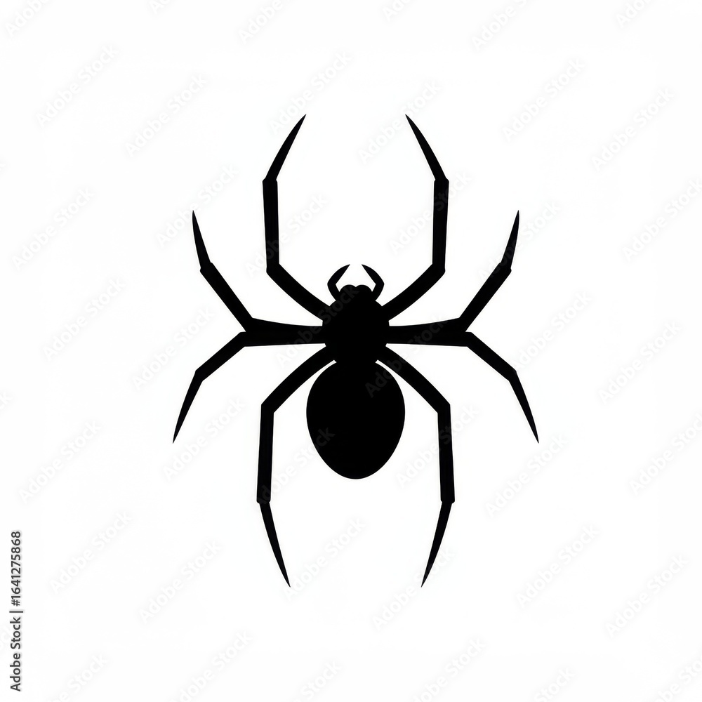 Obraz premium Black Spider Silhouette on White Background