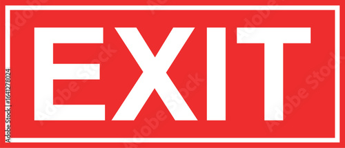 red exit sign vector illustration with bold white text for safety, navigation, and building signage