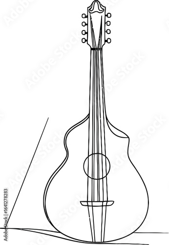 The music instrument mandolin is represented by one continuous line drawing