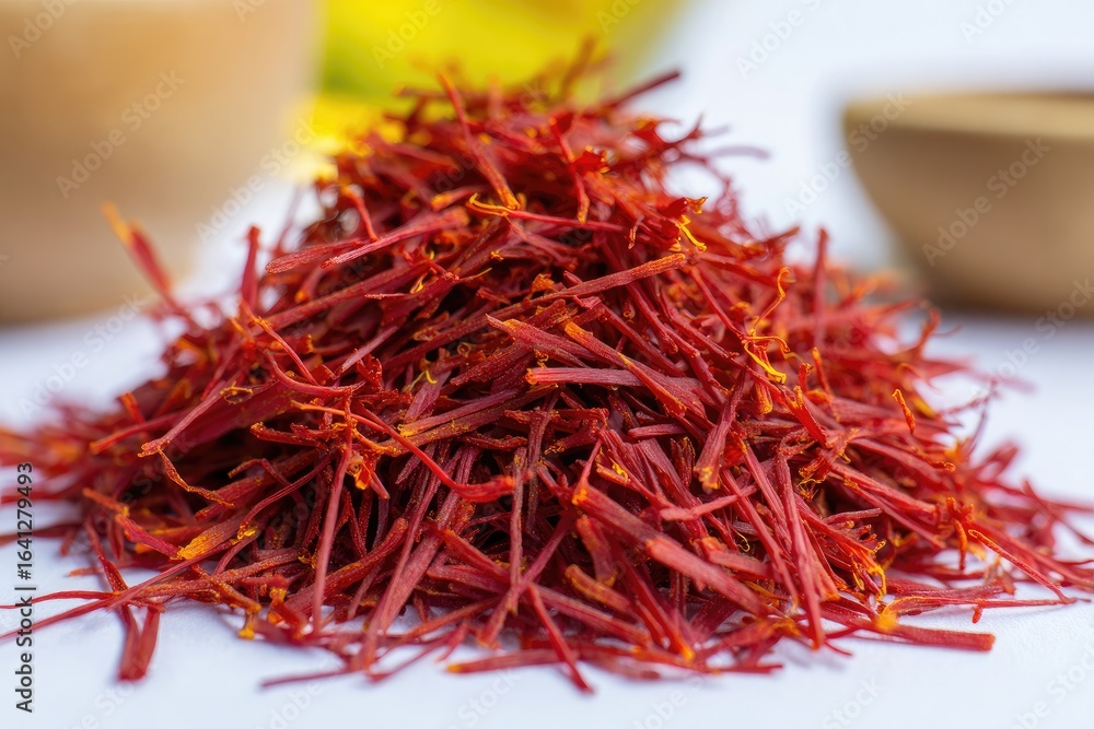 Naklejka premium Pile of vibrant red saffron threads
