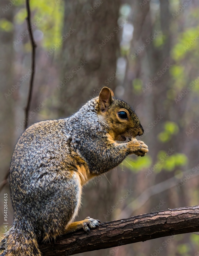 Fototapeta premium Squirrel eating on branch