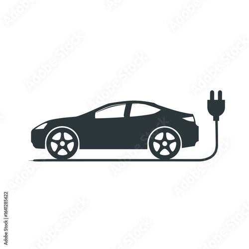 Elektroauto Symbol Laden E Auto Vektor Illustration Elektromobilität Nachhaltigkeit Umweltfreundlich Erneuerbare Energie Ladestation E Mobilität Technologie Zukunft Verkehr Auto Mit Stecker Minimalist
