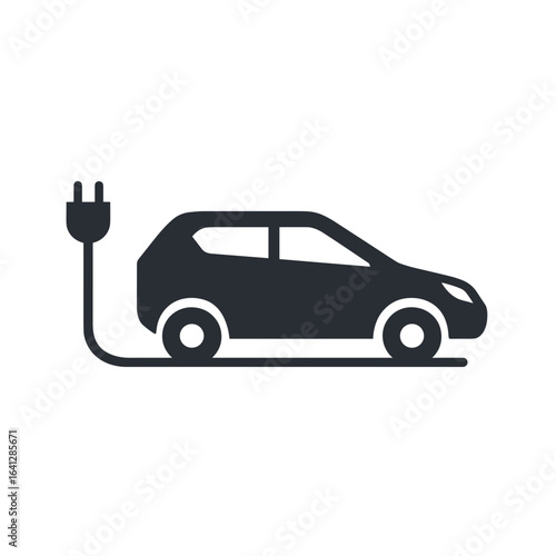 Elektroauto Symbol Laden E Auto Vektor Illustration Elektromobilität Nachhaltigkeit Umweltfreundlich Erneuerbare Energie Ladestation E Mobilität Technologie Zukunft Verkehr Auto Mit Stecker Minimalist