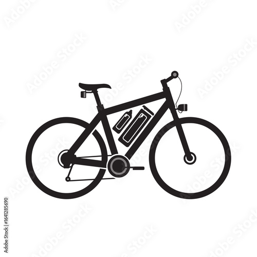 E Bike Symbol Fahrrad Elektro Vektor Illustration Elektrofahrrad Akku Nachhaltige Mobilität Outdoor Sport Freizeit Radfahren Umweltschutz Moderne Technik Mountainbike Citybike Minimalistisch Schwarz W