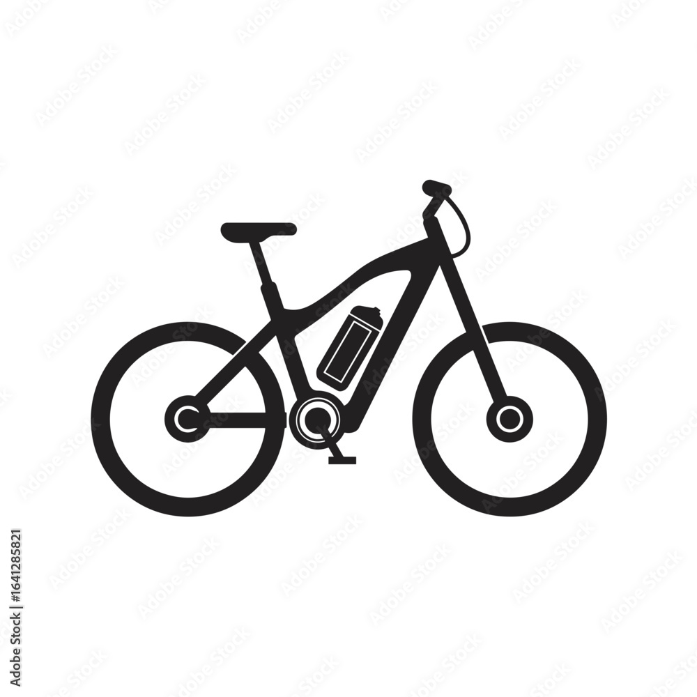 Fototapeta premium E Bike Symbol Fahrrad Elektro Vektor Illustration Elektrofahrrad Akku Nachhaltige Mobilität Outdoor Sport Freizeit Radfahren Umweltschutz Moderne Technik Mountainbike Citybike Minimalistisch Schwarz W