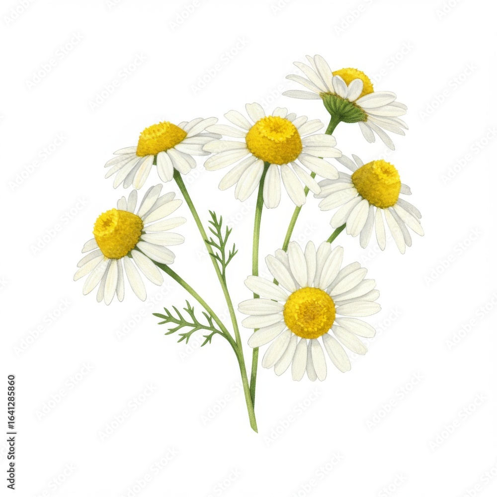Fototapeta premium Watercolor Chamomile Flower Bouquet Illustration