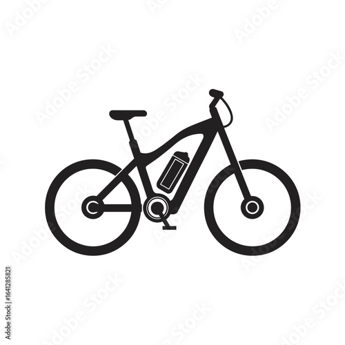 E Bike Symbol Fahrrad Elektro Vektor Illustration Elektrofahrrad Akku Nachhaltige Mobilität Outdoor Sport Freizeit Radfahren Umweltschutz Moderne Technik Mountainbike Citybike Minimalistisch Schwarz W
