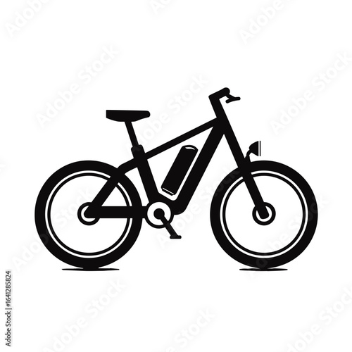 E Bike Symbol Fahrrad Elektro Vektor Illustration Elektrofahrrad Akku Nachhaltige Mobilität Outdoor Sport Freizeit Radfahren Umweltschutz Moderne Technik Mountainbike Citybike Minimalistisch Schwarz W