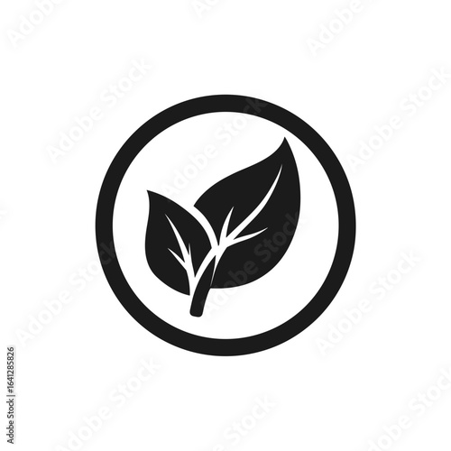 Grünes Blatt Symbol Natur Icon Vektor Illustration Nachhaltigkeit Umweltfreundlich Bio Öko Landwirtschaft Gartenbau Botanik Wachstum Erneuerbare Ressourcen Pflanzen Erde Minimalistisch Modern Design V