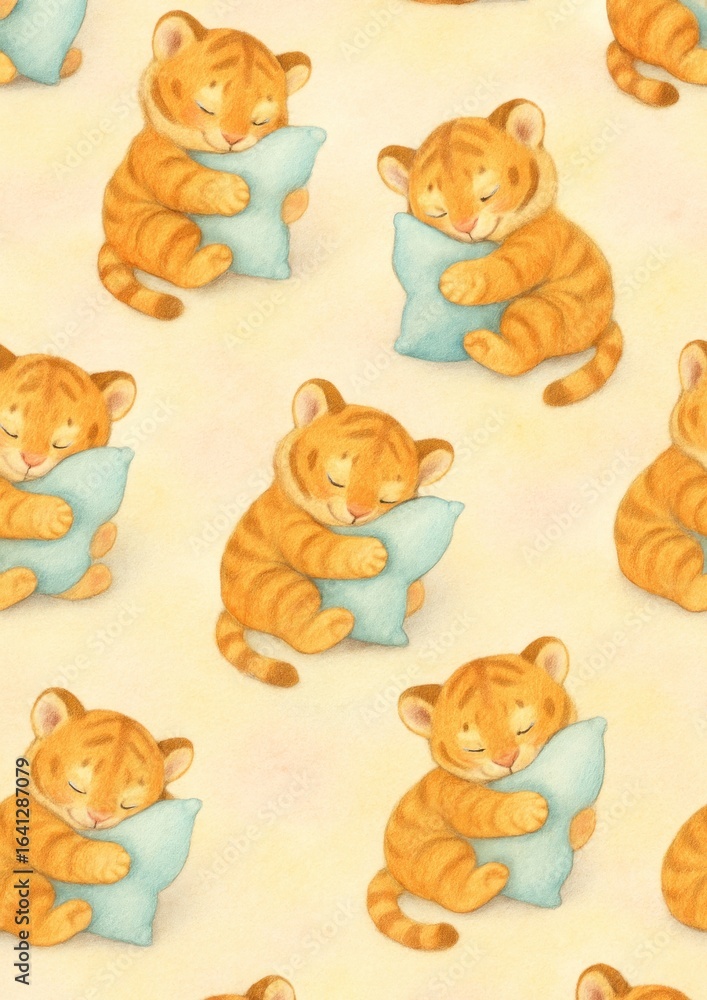 Obraz premium Adorable tiger cubs sleeping.