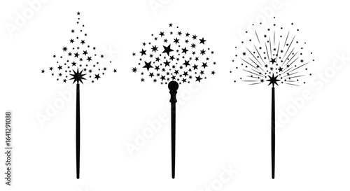 Magic wands starburst vector illustration clip art design
