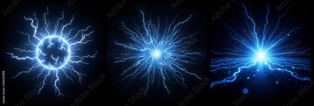 Naklejka premium Collection of light effects resembling a ball with radiating energy blast.