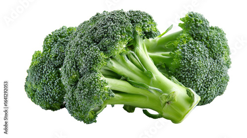 Fresh green broccoli isolated on white background, perfect for healthy eating and nutrition concepts.