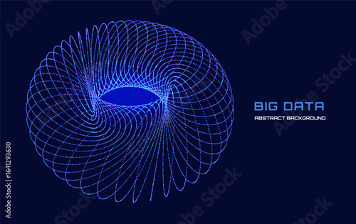 Abstract  visualization phesicien physical field  in dark background. Concept scientific technology,  lines from dots in space. Vector Illustration.