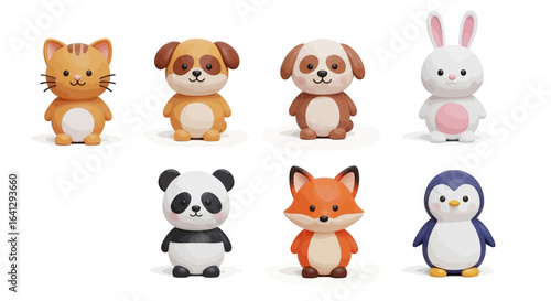 Cute cartoon animal figurines, a collection of adorable animal characters.