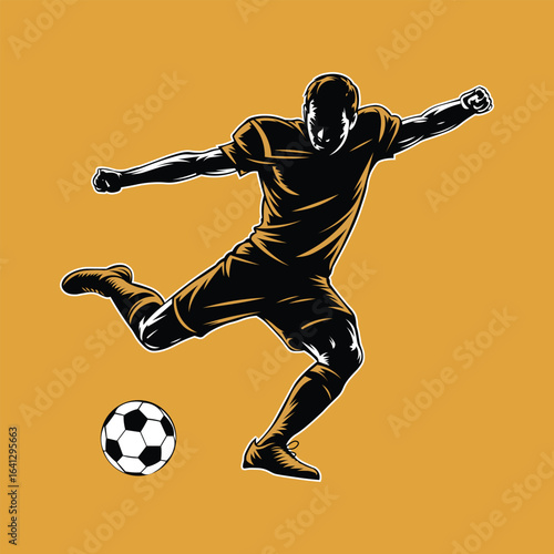 Soccer Football Player Kicking Ball Vector Illustration
