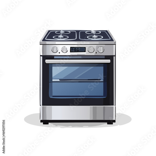 Electric oven appliance illustration for cooking and baking in a kitchen. Isolated cutout style oven design for modern home equipment.