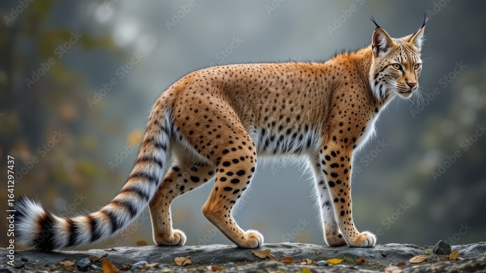 Fototapeta premium Side View of a Lynx Head and Body