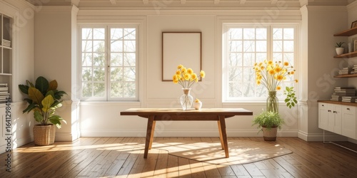 Yellow Floral Arrangement on a Table in a Room