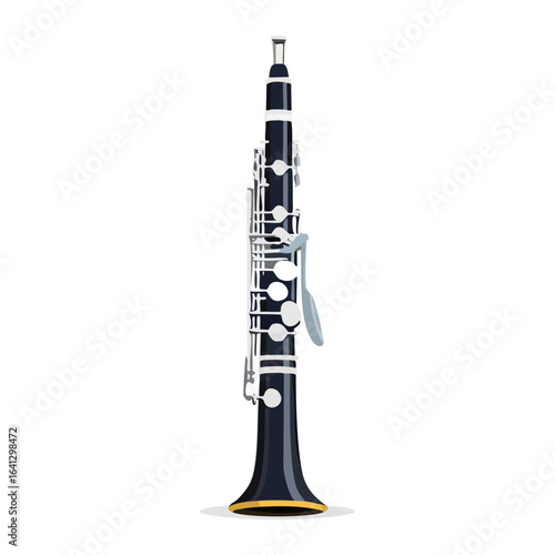 Clarinet Isolated on Black Backdrop - Close-up Studio Shot of a Single Wind Instrument