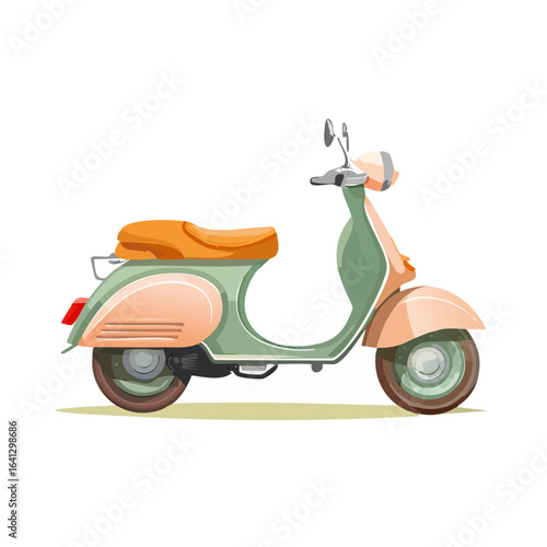 Pastel vintage scooter illustration Retro vehicle graphic design Transport object Colorful motorcycle style