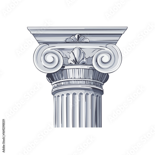 Stylized architectural column capital, vector illustration on black background