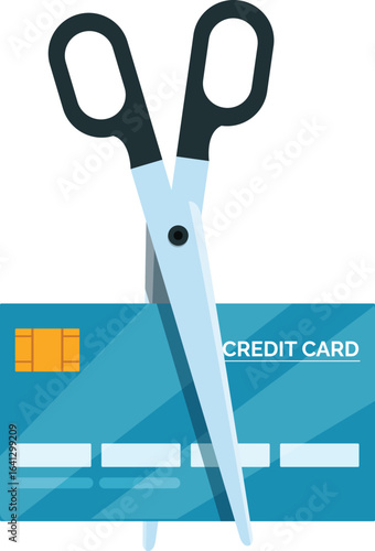 Scissors cutting a credit card, representing debt cancellation, financial responsibility, and achieving financial freedom