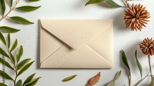 Elegant Envelope Mockup with Greenery