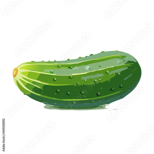 Fresh Green Cucumber Vegetable Illustration Isolated on Black Background