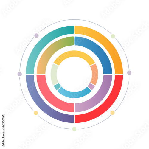 Colorful circle diagram infographic with segments data representation visualization