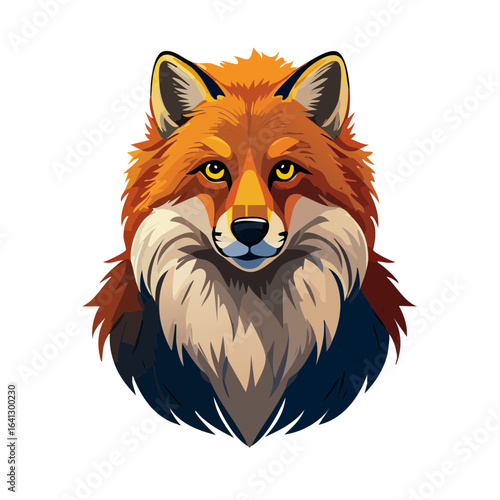 Stylized Fox Head Portrait Isolated on Black Background Wild Animal Illustration