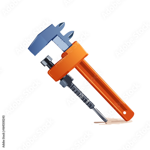 Illustration of orange pipe wrench adjusting bolt on black background