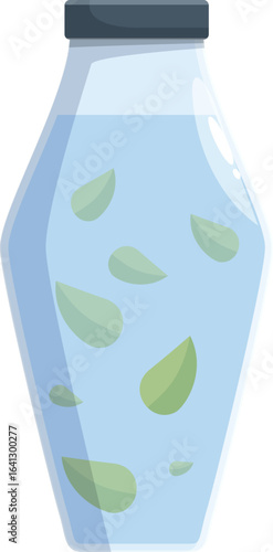 Herbal tea leaves infusing in a glass jar with blue liquid, creating a natural remedy for health and wellness