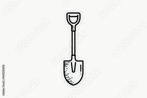 Isolated Vector Outline of a Classic Shovel for Gardening and Construction Works Depicting a Useful Hand Tool