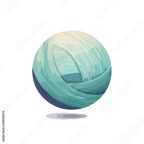 Illustration of a single ball of yarn knitting crochet turquoise crafting hobby arts and crafts