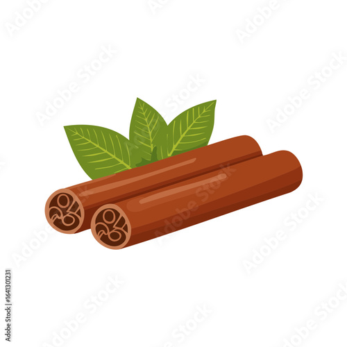 Cinnamon sticks and leaves still life against black background, fragrant spice for cooking and baking.