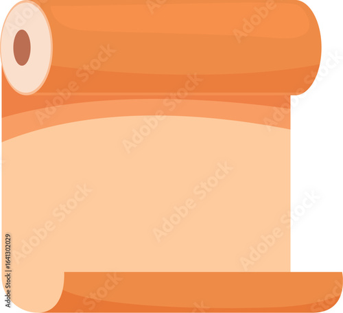Orange wallpaper roll partially unrolled, revealing the adhesive backside, ready for home renovation or interior design projects