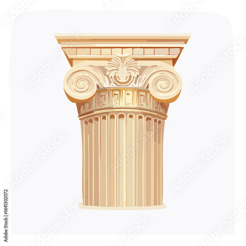 Classic architecture illustration Ionic capital design antique monument history heritage pillar column Greek roman culture