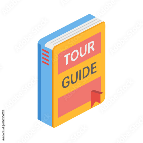 Tour guide book with colorful cover and bookmark for travelers  