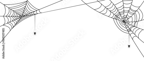 Halloween banner with spiderwebs and spiders