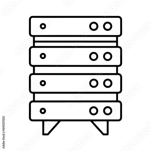 Server tower rack outline vector illustration