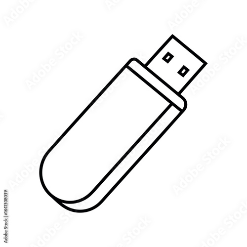 USB flash drive in smooth line art style