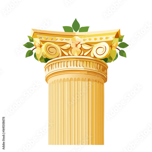 Ornate column capital floral design classic architecture heritage construction
