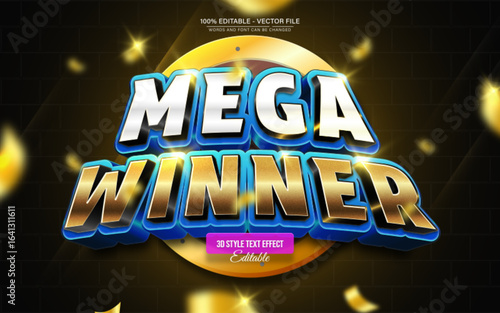 Mega Winner Luxury Gold 3D Text Effect Editable