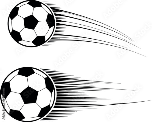 Vector soccer balls with motion lines graphic design element