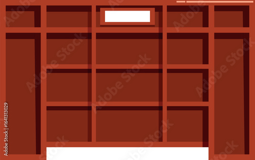 Classic wooden bookcase providing ample storage space, featuring a central label for efficient organization