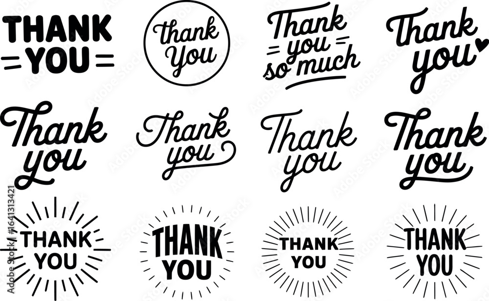 Fototapeta premium Thank you graphics vector design elements and illustrations