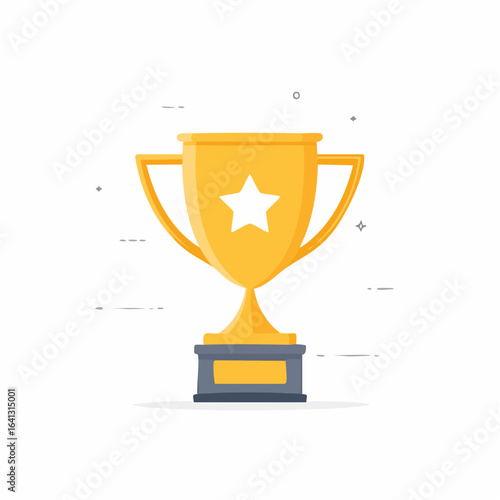 Illustration of a Shiny Gold Trophy with Star, representing victory and achievement
