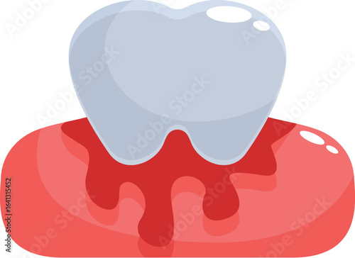 Cartoon illustration of a tooth with bleeding gums, representing periodontitis, gingivitis, or other dental issues
